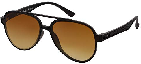 La Optica B.L.M. Sonnenbrille Herren Damen UV400 Retro Pilotenbrille Fliegerbrille - Carbon Optik Braun (Gläser: Braun Verlauf)