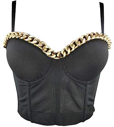 Woboren Mujeres Punk Bra Top Burlesque Dance Clubwear Body Shapewear Cincher Cadena Bustier Corset