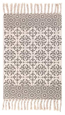 Icole Cotton Area Rug Vintage, handgewebte Quasten Wurf Teppiche Teppich T¨¹rmatte, Indoor White Area Teppiche f¨¹r Wohnzimmer, Badezimmer, Schlafzimmer