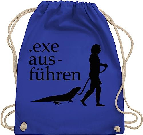 Turnbeutel Rucksack - Nerd Geschenke - Exe ausführen schwarz - Unisize - Royalblau - computer nerds backgym zocker gamer tasche zocken geschenk kordelzugbeutel für stoffbeutel mit kordelzug