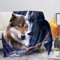 HUGS IDEA Wolf Lover Fleecedecke Überwurf, Pärchen-Decke, Tiermuster, Sherpa-Fleece, Überwurfdecke, weich, Plüsch, flauschig, warm, gemütlich, für Bett, Couch und Wohnzimmer, Geschenk - M
