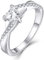 YL Verlobungsring Herz 925 Sterling Silber April Geburtsstein Weiß Zirkonia Kreuz Unendlichkeit Solitaire Ehering Ring für Braut Damen(Größe 58）
