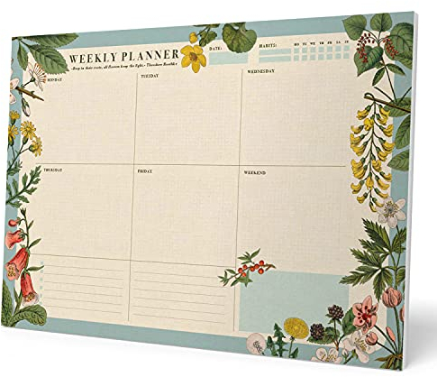 Kokonote Wochenplaner Tischkalender Block - Kalender Planer - Tischplaner A3 ohne festes Datum - Schreibunterlage auf Englisch