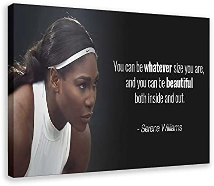 Serena Williams Tennis-Poster mit klassischem Motivationszitat 2, Leinwand-Kunstdruck, Gemälde für Wohnzimmer, Schlafzimmer, Dekoration, Rahmen: 30 x 45 cm