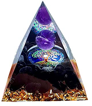 VNSTKWW 7 Chakra Kristall Pyramide, Reiki Healing Natürliche Kristall Home Room Feng Shui Dekoration, Amethyst Healing Crystal für Divination Meditation Yoga Balancing Protection 6cm