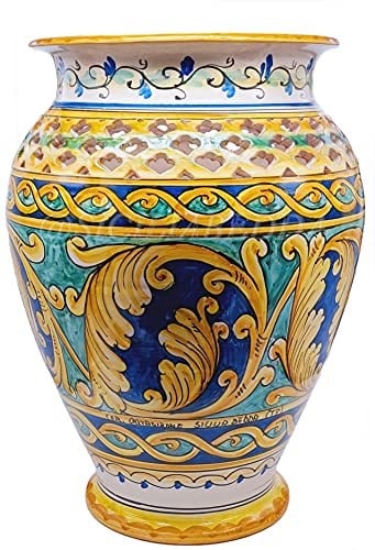 sicilia bedda - PORTAOMBRELLI IN CERAMICA DI CALTAGIRONE - Altezza 50 CM - Realizzato e Dipinto a Mano (Traforato)