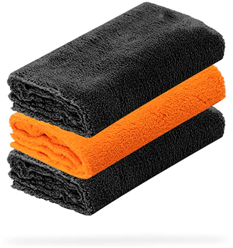 detailmate 3er Set Microfasertuch Ultra weich | Autopflege Zubehör - außen & innen | Lack Politur & Pflege, Innenraum, Felgen | Microfasertuch 40x40cm, 550 GSM - randlos & fusselfrei, ohne Kratzer