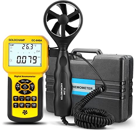 GOLDCHAMP 846A Windmesser CFM-Messgerät, Digital Anemometer Windmessgerät Airflow Meter to Measure Wind Speed Temperaturmessgerät für HVAC Windsurfen Segeln Surfen