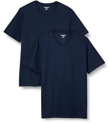 Amazon Essentials Camisetas de Cuello en v de Manga Corta Hombre, Pack de 2, Azul Marino, 3XL Grande