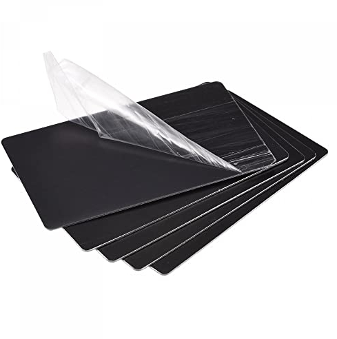 sourcing map En Blanco Metal Tarjeta 85mm X 50mm X 0,8mm Anodizado Aluminio Placa Negro 10 Piezas