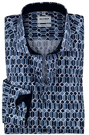 OLYMP Herren Businesshemd Langarm Level Five,Digitaldruck auf Uni,Body fit,Royal Kent,bleu 11,38