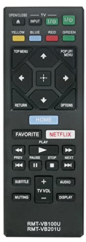 VINABTY Ersatz-Fernbedienung passend für Sony Blu-ray Disc DVD Player BDP-S5500 BDP-S4500 BDP-S1500 BDP-S3500 BDP-S6500 BDP-S3700 BDP-S1700 Remote RMT-VB100U RMT-VB201U RMT-VB100E RMT-VB100E