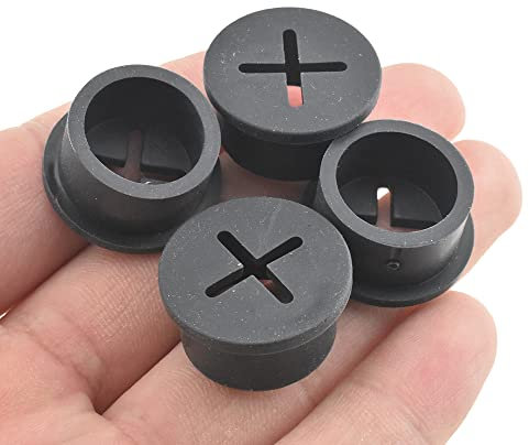 HAHIYO 4Pcs 0.8Inch/20mm Black Flexible Rubber Desk Grommet Wire Grommet Cable Management Cord Hole Cover Desk Wire Hole Insert Wire Organizer for Computer Office Home School Equipment Systems