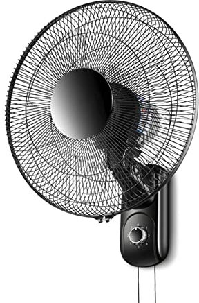 Ventilador montado en la pared, cabeza de sacudida, ventilación de verano, dormitorio, vestidor, cocina, ventilador montado en la pared, ventilador grande oscilante negro (cable de alimentación mecá