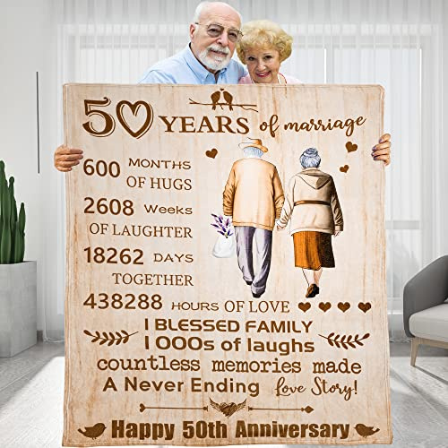 Fleece-Überwurf, zum 50. Jahrestag, zum 50. Jahrestag, Hochzeit, Valentinstag, Geschenk für Ihre Ehefrau, Ehemann, Mutter, Vater, Opa, Oma