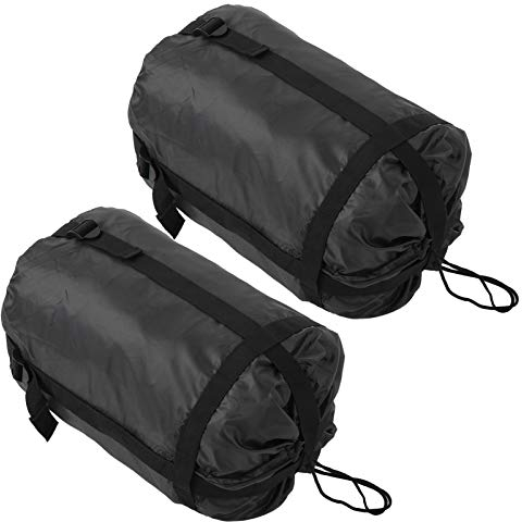 Cyrank Kompressionssack, Kompressions-Packsack, 2 Stück Kompressionssack für Schlafsack, Nylon-Schlafsack-Packsack, Camping-Wander-Rucksack für Reisen Wasserdicht, Leichte, schwarz