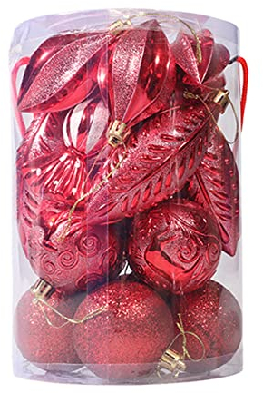 Wzxhew Set di 21 ornamenti per albero di Natale dorati infrangibili palle di Natale decorazioni natalizie decorative da appendere ornamenti colibrì vetro colorato nonna (rosso, taglia unica)
