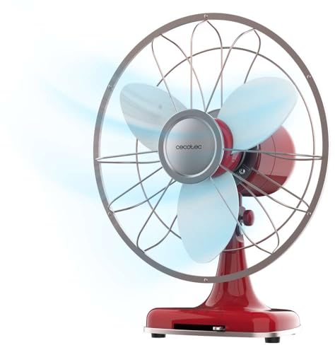 Cecotec Ventilateur de Table EnergySilence 1090 RetroDesk Design, 40W Puissance, 12 Pouces, Design Unique et Élégant, 3 Pales Aérodynamiques, 3 Vitesses, Oscillation 80º, Inclinaison Réglable
