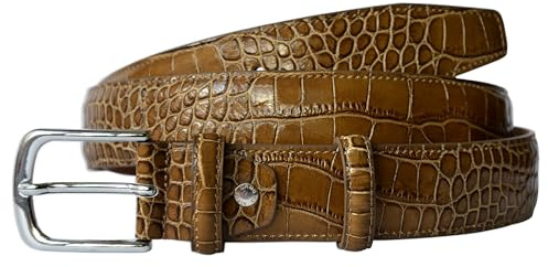 PASQUALE CUTARELLI Italienischer Ledergürtel mit Krokodilmuster | Echtes italienisches Leder Raffinierte Krokodilprägung 35 mm / 1.38in Kleiderbreite. Handgefertigt in Italien. In
