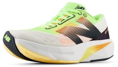 New Balance FuelCell Rebel V4 Damen-Laufschuh, Weiß/Gebleichtes Limettengrün Glo/Hot Mango, 38 EU