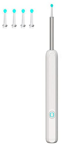 Ohrenschmalz-Entfernungswerkzeug, Ohrenreiniger-Set mit Kamera, 1080P HD Kabelloses Ohrenschmalz-Entfernungsset, Ohrkamera-Otoskop mit LED-Licht und 4 Ohrenlöffel für Erwachsene Kinder,(Weiss)