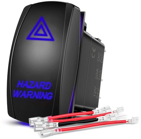 Gebildet Bleu Hazard Warning Interrupteur à Bascule 5Pin Laser Marche/Arrêt Lumière LED 20A/12V 10A/24V Interrupteur Jeu de Fils de Cavalier pour Camions de Bateau
