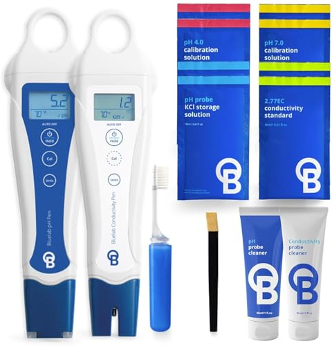 Bluelab PENSTP pH- und Leitfähigkeits-Starterpaket - Präzisions-Nährlösungsmanagement-Kit mit Temperaturmessung, wasserfeste Pens und Sondenpflege-Kit