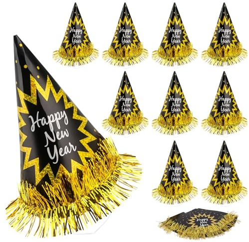 Silvester Partyhüte,9 Stück Frohes Neues Jahr Kegel Hüte Neujahr Hüte Silvester Party Deko Hüte Neujahr Party Hütchen,Neujahr Papier Hut Partyhüte für Silvester Neujahr Fotorequisiten Fotoaccessoires