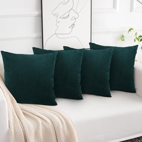 Aspire Homeware Teal Cushions with Covers Included 45 x 45 cm Set of 8 Pcs (4-Cushion Covers, 4-Inserts) with Invisible Zipper Pattern Cushion for Home Décor, Bedroom & Sofa (18x18 Inchs)