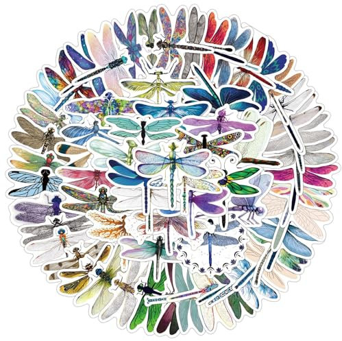 Bric Dodo 100 Stück Dragonfly Aufkleber Auto Laptop Telefon Gitarre Skateboard Motorrad Fahrrad Nein Stickers Set Vinyl Wasserdicht Aesthetic Aufkleber für Jugendliche Kinder Erwachsene