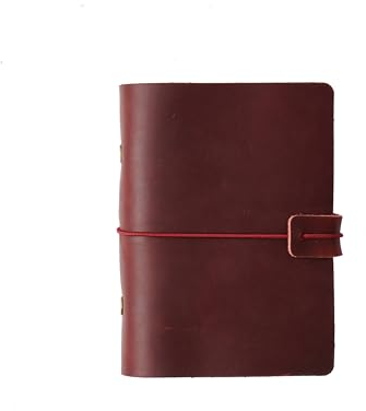 KISSKI·H Olvido Reise-Notizbuch aus Leder, A7, mit Wickelband, 6-Ringbuch, Tagebuch, liniert, nachfüllbar, Terminplaner, Organizer für Damen, perfekt als Geschäftsgeschenk/persönliches Tagebuch, Rot