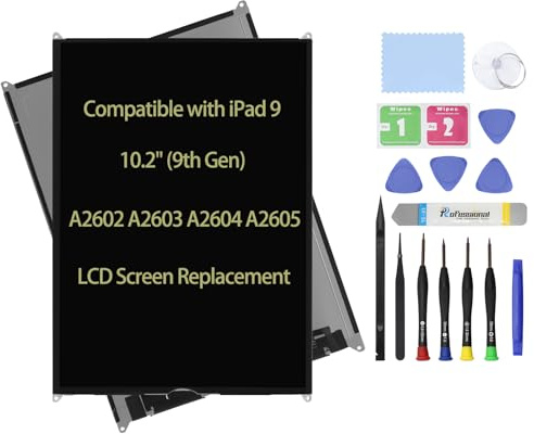 Daplinno Ersatz-LCD-Bildschirm, 25,9 cm (10,2 Zoll), kompatibel mit iPad 9, 9. Generation, A2602, A2603, A2604, A2605, Ersatz-LCD-Bildschirm, Premium-Reparatur-Set (nur Panel)