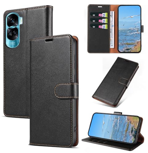 KKEIKO Cover per Honor 90 Lite, Antiurto Custodia in PU Pelle con Slot per Porta Carte, Magnetico Protettiva Cover per Honor 90 Lite, Nero