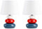 konsimo SALU 2er Set Tischlampe - Schreibtischlampe für Wohnzimmer, Schlafzimmer und Flur - Tischleuchten Leselampe - Desk Lamp - Lampen Bürolampe - Blau/Rot/Weiß - Table Lamp