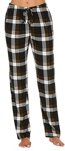Bas de pyjama pour femme Pyjama à carreaux pour femmes Lounge Pyjama à carreaux Pantalon de pyjama long à carreaux Rouge Pantalon de pyjama droit, O Marron., M