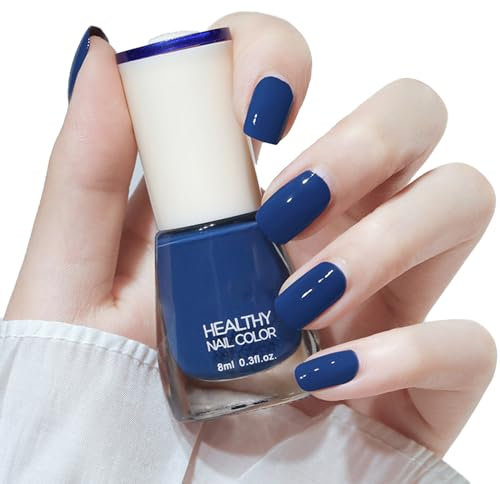 Blue Nail Polish Quick Dry & Long Lasting Nude Nail Varnish - Water Based Natural Nail Polish- No Need Uv Nail Paint For Diy Nail Art Manicure At Home -French Manicure Nail Polish (27#)