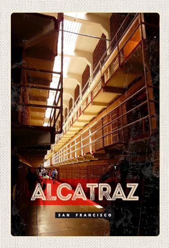 DekoDrom® Holz Schild 20x30 cm San Francisco Alcatraz Gefängnis Wand Deko Bar Kneipe Cafe Sammler Geschenk