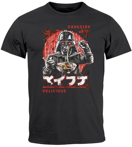 Neverless® Herren T-Shirt Printshirt Ramen Darkside Delicious Japan Manga Comic Style Fashion Streetstyle Anthrazit XXL