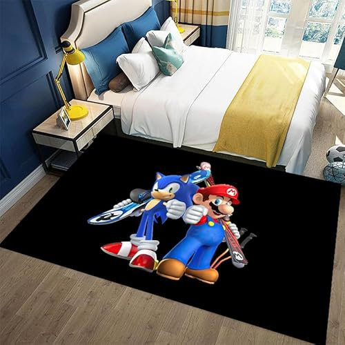 MUICIN Teppiche, 3D gedruckt Mario Schlafzimmer Fußmatten, gemütliche Schlafzimmer Teppiche, Wohnzimmer, Kinderzimmer Dekor.,60 * 90cm