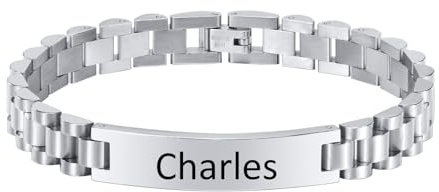 XUANPAI Armband Herren mit Gravur Edelstahl - Herren Armband mit Namen Panzerkette Silber Vergoldet Schwarz Armkette Personalisierte Geschenke Männer Weihnachten Hochzeitstag Geburtstag Valentinstag