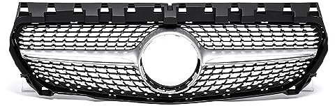 UUJYSEXW Front Kühlergrill Gitter Kühler für Mercedes Benz CLA Class W117 2017 2018 2019, Stoßstange Mitte Gitter Schutz Auto Zubehör,Silver