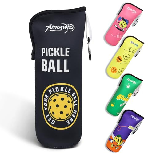 Amoswiz Pickleball Ball Holder, 1 Pc Storage Bag with Hook | Neoprene Fence Pouch for Pickle Balls, Portable, Durable Accessory for Outdoor Play
