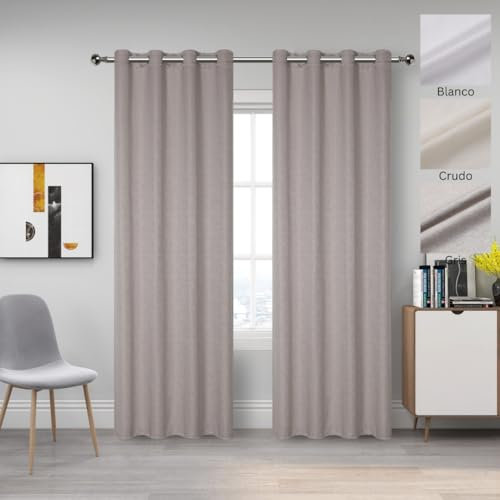 Miracle Home. Cortinas mordernas y Elegantes de 2 Piezas (Incluye una Pieza) para salón y Dormitorio con Ojales. Madreselva. 200cm (Ancho) x 260cm (Alto). Crudo