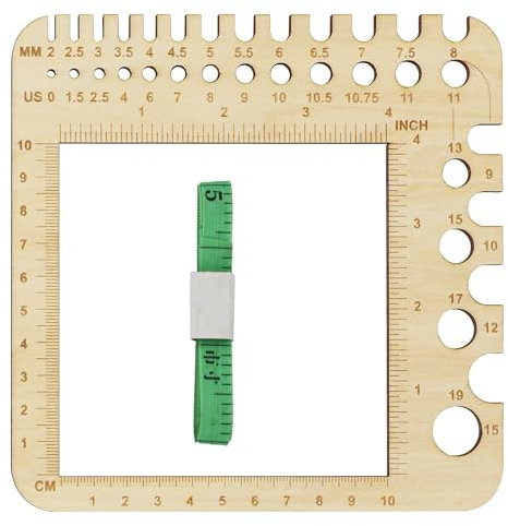 1stck. Knitting Needle Gauge, Stricknadelmaß, Knitting, Strickwerkzeug, Stricknadel-Lineal, Ruler, Stricknadelmaß auf Holz, Kunststoff-Messgerät