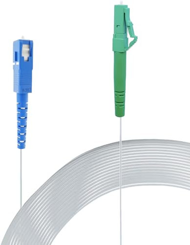 Elfcam - 15m Transparentes Glasfaserkabel LC/APC auf SC/UPC für FRITZ!Box & FTTH-Installationen, Unsichtbar LWL Patchkabel OS2 Monomode (9/125µm) Kabel mit Nylonmantel, 15 Meter