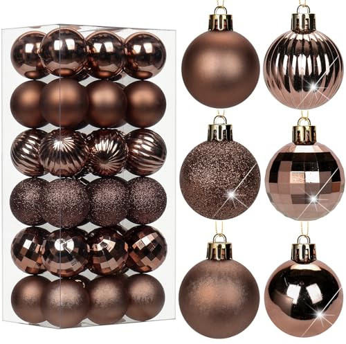 36er-Set 4cm Christbaumkugeln Set Weihnachtsbaumkugeln Kunststoff Weihnachtsbaumschmuck mit Aufhängeöse Weihnachtsbaumschmuck für Hochzeit, Feiertage, Party, Weihnachten, Halloween, Heimdekoration