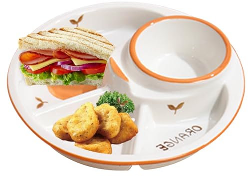 Sets de Platos Divididos para Control de Porciones Plato de postre dividido for una alimentación racional, plato de cerámica con estampado de frutas for bistec/sushi/pan, plato de control de porciones