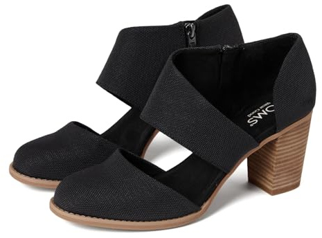Toms Mailand Damenkleid mit geschlossenem Zehenbereich, lässig, hoher Absatz, 7,6 cm und größer, gebrochenes Weiß, Schwarz, 40 EU
