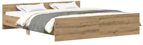 vidaXL Bettgestell ohne Matratze, Bett, Doppelbett, Schlafzimmerbett, Schlafzimmermöbel, Bettrahmen mit Lattenrost, Artisan-Eiche 160x200cm Holzwerkstoff