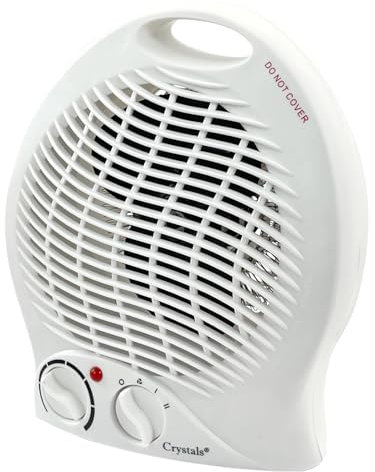 Crystals Portable Fan Heater | Energy-Efficient 2KW Electric Heater with 2 Heat Settings & Overheat Protection | Adjustable Thermostat & Silent Operation | Ideal Electric Heater, Office & Indoor Use